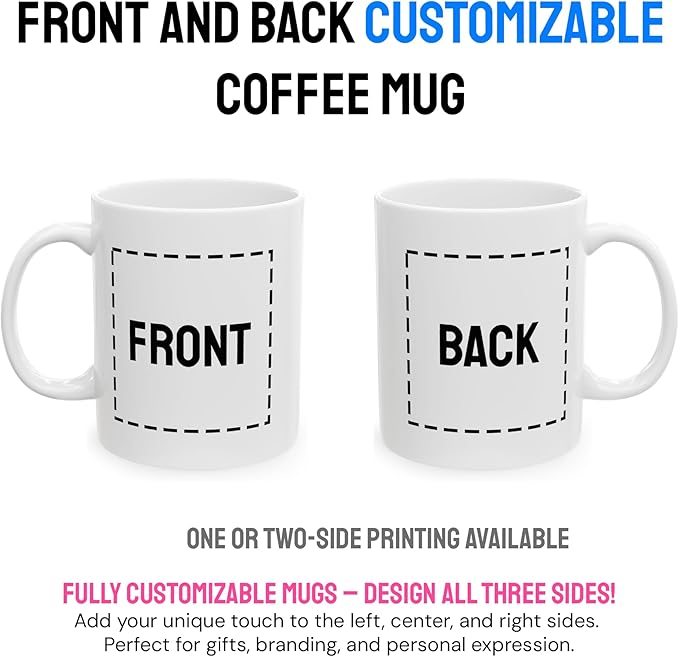 Personalized Coffee Mug – Custom Photo, Text, or Logo Ceramic Mug Tea Cup | Taza Personalizada with Picture or Message | Customized Gift Idea for Men & Women, Mom, Dad, Friends - White/Yellow | 11oz
