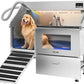 polimo Dog Wash Station with Pet Dryer & LED, Professional Dog Bathing Station for Large, Medium & Small Dogs – with Window, Ramp, Drawer, Floor Grate, LED Display & Faucet (Left RAMP & Dryer, 61")