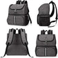 BAGLHER Pet Travel Bag, Double-Layer Pet Supplies Backpack (for All Pet Travel Supplies), Pet Travel Backpack with 2 Silicone Collapsible Bowls and 2 Food Baskets Grey