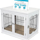 INTERNET'S BEST Decorative Dog Kennel with Pet Bed, Small Pet House, Double Door Indoor Crate, Engineered Wood & Wire Furniture, Side Table & Nightstand, Fits Small Dogs - White