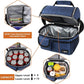 OPUX Lunch Box for Men, Adult Lunch Box Cooler, Insulated Lunch Bag Women, Dual Compartment Lunchbox for Work, Leakproof Double Decker Lunch Bag, Soft Lunch Pail Tote Boys Girls Kids School, Navy Blue