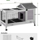 Wooden Rabbit Hutch Indoor and Outdoor, Rabbit Cage with Removable Wire Netting and Leak Proof Tray, Mobile Bunny Cage with Wheels