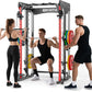 Smith Machine Power Rack | All-in-One Power Cage with Adjustable J-Hooks, Squat Rack for Home Gym, Cable Machine & Pull-Up Bar | Home and Garage Gym Equipment for Strength Training