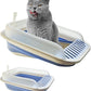 Open Cat Litter Box with High Side, Anti-Splashing Kitty Litter Pan Collapsible Travel Litter Potty Pan Scoop Leak-Proof Pedal Cat Toilet No Smell Easy Clean (M Blue High Side)