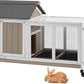 38''L Rabbit Hutch Outdoor Indoor with Wheels, Wooden Expandable 2 Story Bunny House Rabbit Cage with Run, Waterproof Roof, Pull Out Tray, Guinea Pig Cage Chicken Coop for Small to Medium Pets