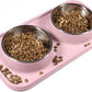 Cat Food Bowls, Cat Bowls Non-Skid and Non-Spill Silicone Pads with PP Stand, Removable Stainless Steel Food and Water Dishes for Cats, Small Size Dogs