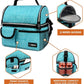 OPUX Lunch Box for Men, Adult Lunch Box Cooler, Insulated Lunch Bag Women, Dual Compartment Lunchbox for Work, Leakproof Double Decker Lunch Bag, Soft Lunch Pail Tote Boys Girls Kids School, Teal Blue