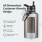 64 oz Insulated Water Bottle with Straw (Cold for 48 Hrs), Half Gallon Stainless Steel Triple Wall Vacuum Sports Water Jug, Leakproof Hydro Cup Flask with Straw Spout Lids & DIY Stickers
