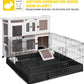 Aivituvin Rabbit Hutch Bunny Cage with Wheels Indoor Outdoor 47" Two Story Guinea Pig Cage with 2 Deep No Leak Tray