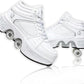 Roller Skate Shoes for Women Four Rounds Children's Roller Skates Shoes That Turn into Rollerskates Sneakers Outdoor Light Shoes with Wheels for Girls/Boys