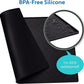 MIGHTY MONKEY 100% Waterproof Dog Food Mat, Raised Edges Silicone Pet Feeding Placemat for Cat, Dogs, Pet Bowls, High Lipped Tray Prevents Water Spills, Food on Floor, Dishwasher Safe, 22x14, Black