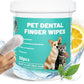 Dog Teeth Dental Finger Wipes for Dogs & Cats No-Rinse Dog Finger Toothbrush Dog Plaque & Tartar Prevention with Brushing Beads Dog Breath Freshene 50pcs