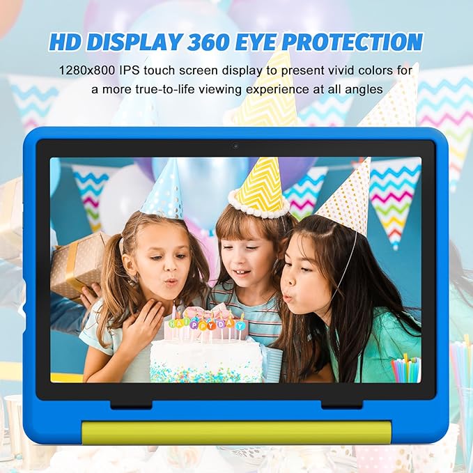 Kids Tablet, Android 14 Tablet for Kids 10 inch Octa-Core with Case, 64GB 1TB TF Card Expandable for Toddler Children, Parental Control, Dual Camera, WiFi,Gift