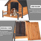 Large Dog House Outdoor Weatherproof Dog Kennel with Anti-Chewing Iron Frame, Dog Shelter for Large Breed with Porch (Brown, 50.9" D x 37.4" W x 37.2" H)