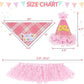 SCENEREAL Dog Birthday Bandana Hat with Dress Girl Set Party Supplies Plaid Puppy Birthday Outfit Cute Dog Tutus for Small Medium Lage Dogs, Pink Plaid