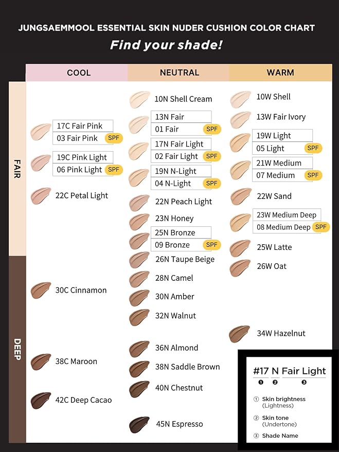 JUNG SAEM MOOL Essential Skin Nuder Cushion 19C Pink Light 0.49 Fl Oz, No Refill, Natural Radiant Finish Cushion Foundation with Buildable Coverage, Lightweight Texture, Korean Foundation Makeup