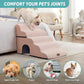 Extra Wide Dog Stairs with Tunnel, Detachable Large Pet Step for Small Medium Dog, Puppy or Cat, Ramp for High Bed, Couch, Sofa or Car, Stable, 19.7x33x22.4 inch, 5 Step, Pink