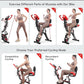 pooboo Folding Exercise Bike, Foldable Upright Stationary Bike, Indoor Cycling Magnetic X-Bike with 8-Level Adjustable Resistance, 6.6 LBS Flywheel, 300LB Capacity, Bottle Holder & Back Support Cushion for Home Gym