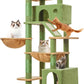 Taoqimiao Cactus Cat Tree, 71-Inch Cat Tower for Indoor Cats Large Adult, Multi-Level Large Cat Condo, 8 Sisal Scratching Posts, Metal Frame Cozy Hammock, Scratch Board, 2 Top Perches, MSC026L
