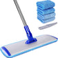 18" Professional Microfiber Mop Floor Cleaning System, Flat Mop with Stainless Steel Handle, 4 Reusable Washable Mop Pads, Wet and Dust Mopping for Hardwood, Vinyl, Laminate, Tile Cleaning