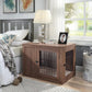 unipaws 36 Inch Furniture Style Dog Crate End Table with Cushion, Wooden Wire Pet Kennels with Double Doors, Medium Dog House Indoor Use (Walnut, Medium)