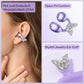 Stylish Open Ear Clip On Earbuds with Removable Butterfly Earring, Clip On Headphones with LCD Touch Screen, Fashionables Open Ear Headphones for Women, Butterfly Earring Purple Earbuds