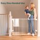 Cumbor 29.2-43" No Bottom Bar Baby Gate for Stairs, 2-in-1 Hardware Mounted Dog Gate Indoor, Auto Close Pet Gate for Doorways with Large Walk Thru Door, Wide Child-Proof Safety Gates for Kids (White)