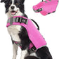 Pawaboo Dog Life Jacket, Reflective Dog Safety Vest Adjustable Pet Life Preserver with Strong Buoyancy & Sturdy Rescue Handle, Ripstop Dog Lifesaver Vests for Swimming, Boating, L, Pink