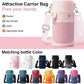 Insulated Water Bottle | Thickened Stainless Steel Vacuum Metal | Portable Sports Water Jug for Gym and Hiking with Straw, Carrier Bag, Handle Strap | BPA-Free 32 oz, Pink