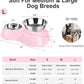 Elevated Dog Bowls Set - Non-Slip Raised Pet Feeder with Medium (10 oz) & Large (20 oz) Stainless Steel Bowls - Includes Durable Resin Stand for Puppies, Adult Dogs & Cats - Pink