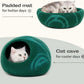 MEOWFIA Cat Cave – Premium Felt Cat Bed for Indoor Cats, Handmade 100% Merino Wool (Medium, Emerald)