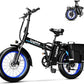 Foldable Electric Bike for Adults, 30+MPH, 48V 20Ah Removable Lithium Battery up to 80Miles, 20" Fat Tire 1000W Peak Motor Dirt Ebike Adult Electric Bicycle for Commute Beach Mountain E Bike