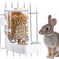 34oz Automatic Rabbit Feeder for Cages, Hanging Auto Bunny Food Bowl Dispenser Small Aniaml Cage Accessories for Ferret Guinea Pig Rat Rabbit Cat Puppy (White)