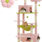 PAWZ Road Flower Cat Tree, 72 Inches Large Cat Tower with Steel Frame Hammock and 7 Scratching Posts, Tall Cat Tree with 2 Condos and Perches for Large Indoor Cats - Pink