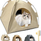 BreezyDen Pop-Up Pet Tent – Portable Hideaway for Cats & Small Dogs, Portable Indoor/Outdoor Pet Tent House with Mesh Window, Waterproof, Breathable, Scratch-Resistant, Fully Washable (Beige,L)