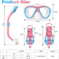 Kids Mask Fins Snorkel Set, Dry Top Snorkeling Gear for Kids Youth Boys Girls Junior Age 5-15 Tempered Glass Snorkel Mask Set Panoramic View Snorkeling Packages