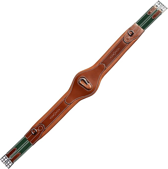 Exion Designer Anatomic Snap Over Lay Girth | Comfortable Leather Horse Girth for English Saddles | Jumping & Riding