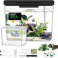 Small Fish Tank Kit, 1.8-Gal Aquarium Kit with Digital Thermometer and Temporary Tank, Self-Cleaning & 18 LED Lights, Lightweight & Shatter-Resistant Betta Fish Tank (Black)