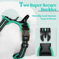 rabbitgoo Dog Harness No Pull with 2 Leash Clips, Adjustable Soft Padded, Reflective Oxford No Choke Pet Vest with Easy Control Handle for Large Dogs, Black & Turquoise, L