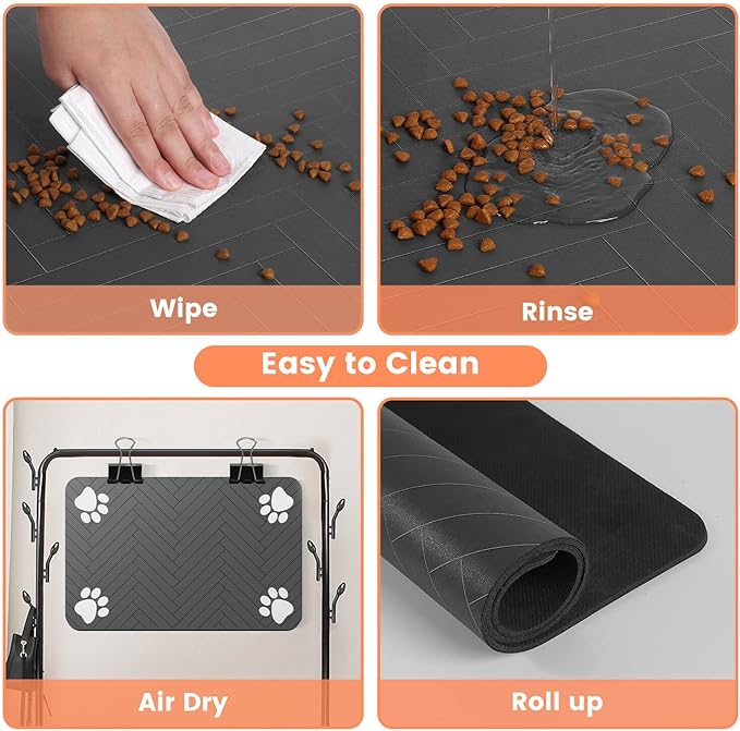 Pet Feeding Mat-Absorbent Pet Placemat for Food and Water Bowl, with Waterproof Rubber Backing, Quick Dry Water Dispenser Mat for Dog and Cat(Christmas, 17"x27")