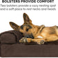 Furhaven Cooling Gel Dog Bed for Large Dogs w/ Removable Bolsters & Washable Cover, For Dogs Up to 125 lbs - Plush & Velvet L Shaped Chaise - Sable Brown, Jumbo Plus/XXL