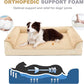 JOYELF Orthopedic Dog Bed for Medium Dogs,U-Shaped Foam Sofa Bed, Bolster Waterproof Pet Bed with Removable Washable Cover and Nonskid Bottom, for Small to Medium Dogs - Khaki