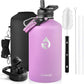One Gallon Water Bottle Insulated, Triple Walled Vacuum Stainless Steel (Cold for 48 Hrs), Leak Proof & Non-BPA, Large Water Flask Jug with Paracord Handle & Straw Spout Lids