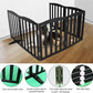 ZJSF Foldable Freestanding Indoor Dog Gate for House Wood Long Pet Gates Dog Fence for Stairs Puppy Gates for Hallways, Puppy Gate,Support Feet Included, Black, 32 "Height-6 Panels