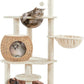 Yaheetech 54in Rattan Cat Tree, Modern Tower with Breathable Woven Condo, Scratching Posts & Washable Cushions, Naturally Cool in Summer, Cute Furniture for Indoor Cats
