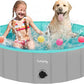 Furrybaby Dog Pool, Kiddie Pool Hard Plastic Foldable Dog Pools for Large Dogs Portable Pet Doggie Wading Swimming (Grey 47'') Indoor and Outdoor
