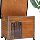 Wooden Dog House Outdoor with Iron Frame, Weatherproof Dog Kennel with Removable Floor, Anti Bite Puppy Shelter with Openable Roof (Brown, 33.5'' x 25.2'' x 22'')