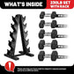 PAPABABE Hex Dumbbell Sets with Rack, 60-550lb Rubber Coated Dumbbell Weight Set and Storage Rack, Multiple Options Hand Weights for Strength Training