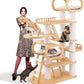 76.8'' Tall Modern Large Cat Tree,Multi-Level Wood Cat Tower for Indoor Cats Large Adults,Luxury Heavy Duty Cat Condo with Cushion,Scratching Posts,Clear Hammock Activity (76.8inch)