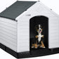LEMBERI Durable Waterproof Plastic Dog House for Small to Large Sized Dogs, Indoor Outdoor Doghouse Puppy Shelter with Elevated Floor, Easy to Assemble (Gray, 42''L*38''W*39''H)